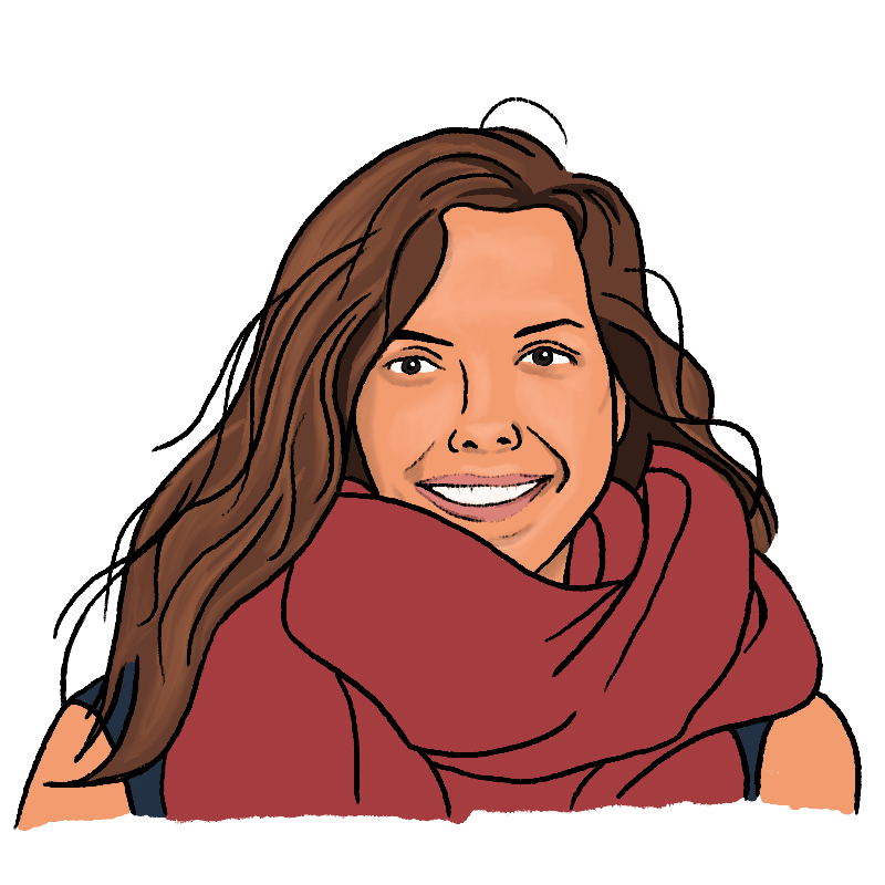 An illustration of Pita A is looking at you and smiling