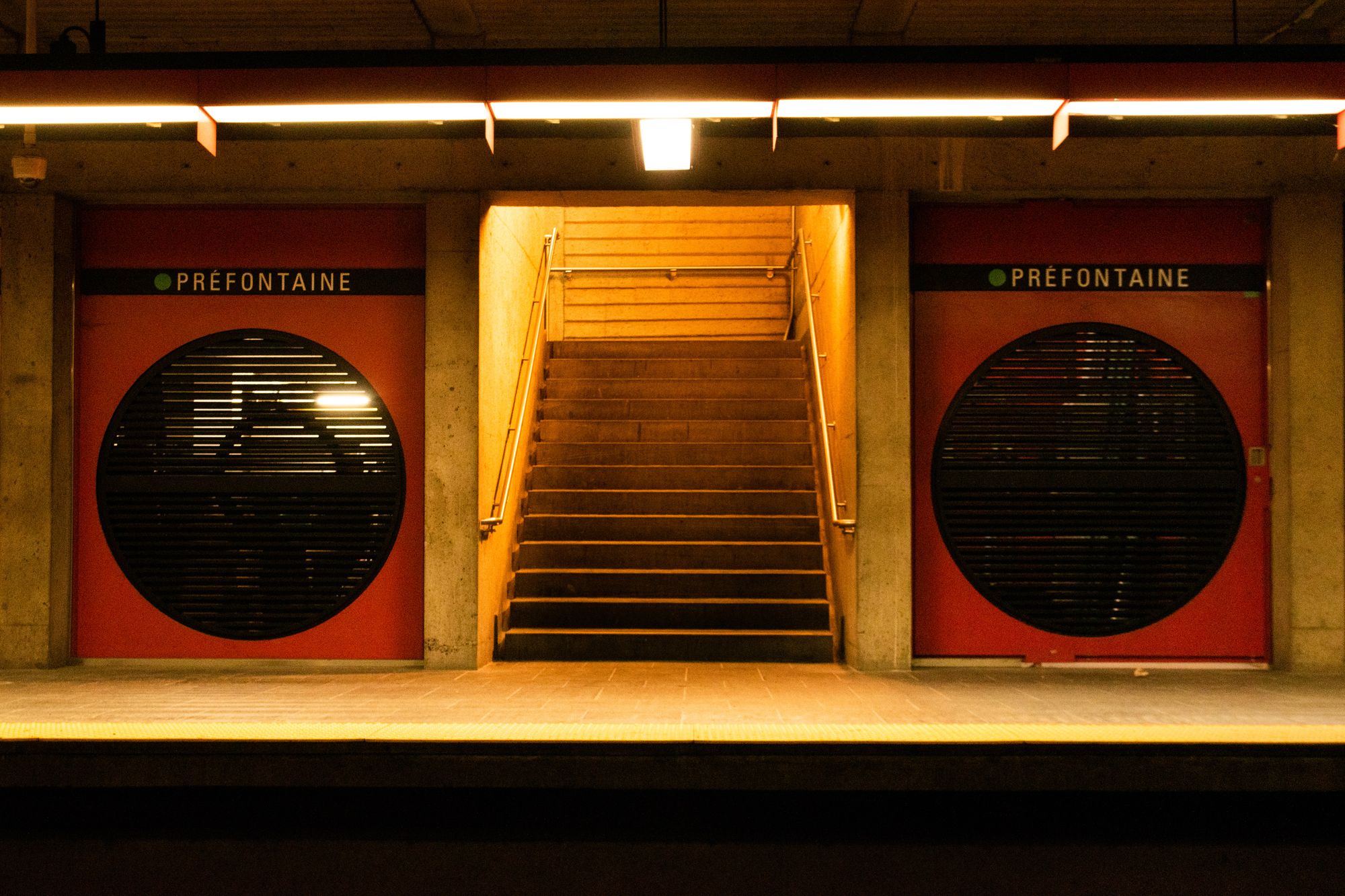 Subway steps leading up to the street in MTL, QC