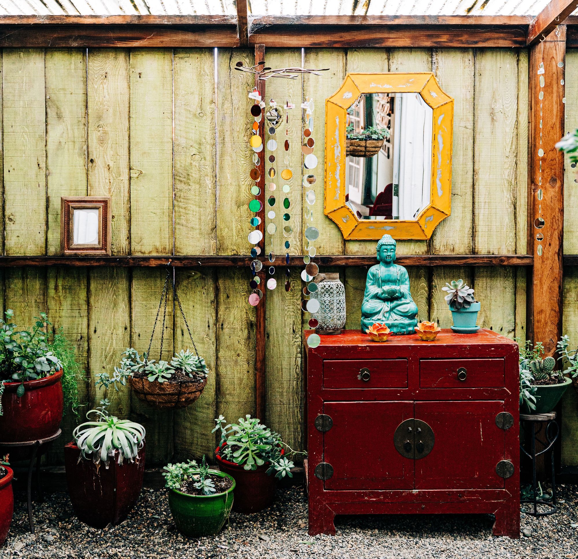 Small business with buddha statue and zen vibes